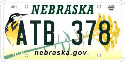 NE license plate ATB378