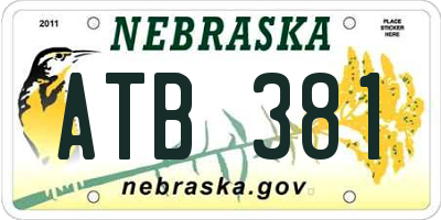 NE license plate ATB381