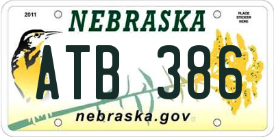 NE license plate ATB386