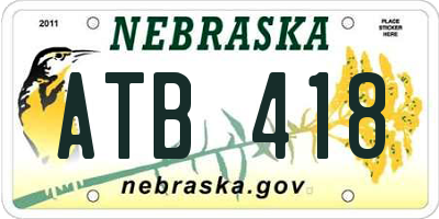 NE license plate ATB418