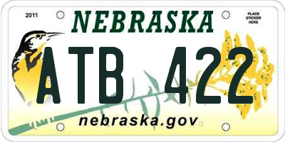 NE license plate ATB422