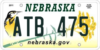 NE license plate ATB475