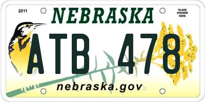 NE license plate ATB478