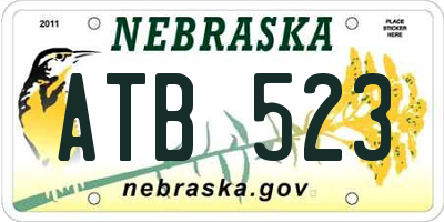 NE license plate ATB523
