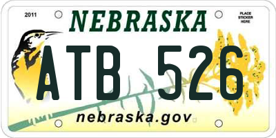 NE license plate ATB526