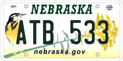 NE license plate ATB533