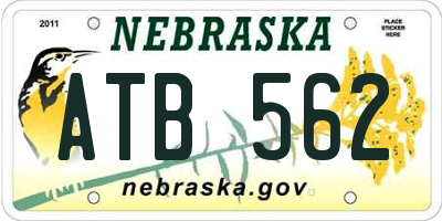 NE license plate ATB562
