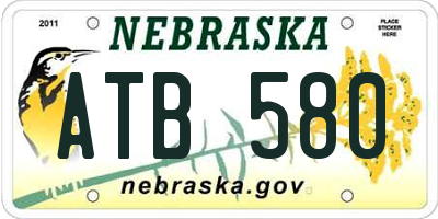 NE license plate ATB580