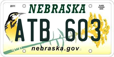 NE license plate ATB603