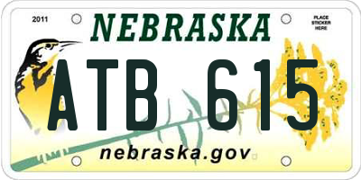 NE license plate ATB615