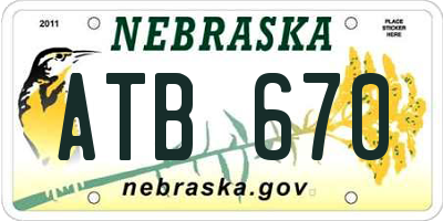 NE license plate ATB670