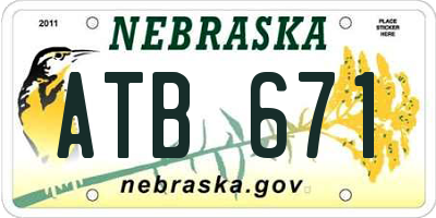 NE license plate ATB671