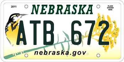 NE license plate ATB672