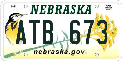 NE license plate ATB673