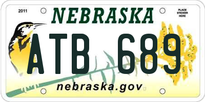 NE license plate ATB689