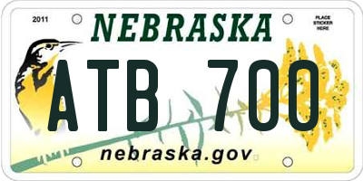 NE license plate ATB700