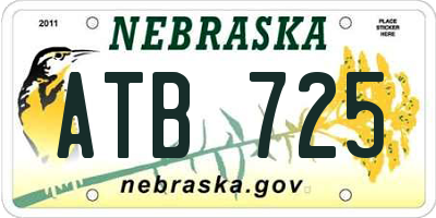 NE license plate ATB725