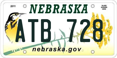 NE license plate ATB728