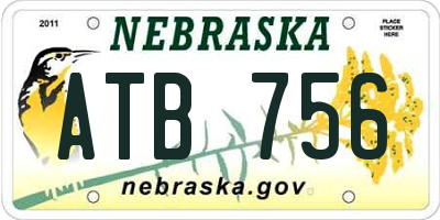 NE license plate ATB756