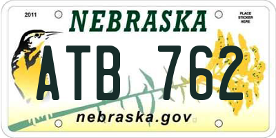 NE license plate ATB762