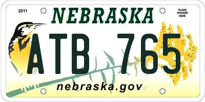 NE license plate ATB765