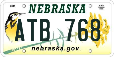 NE license plate ATB768