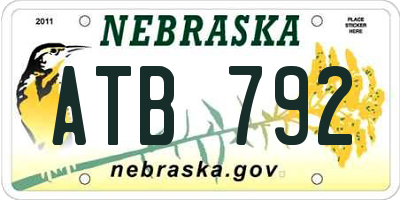 NE license plate ATB792