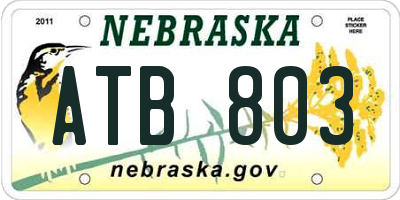 NE license plate ATB803