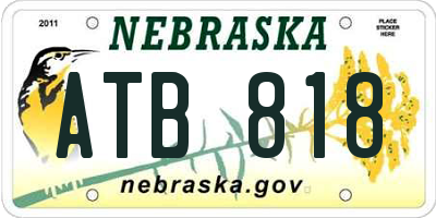 NE license plate ATB818