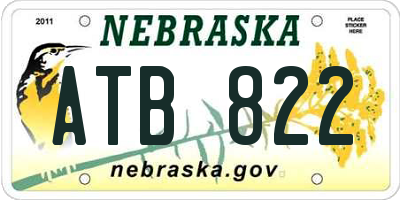 NE license plate ATB822
