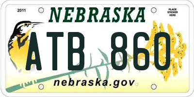 NE license plate ATB860