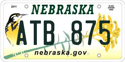 NE license plate ATB875