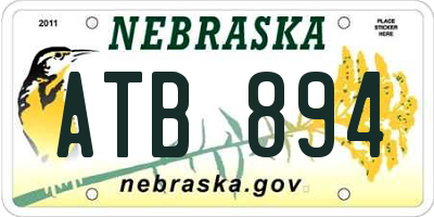 NE license plate ATB894