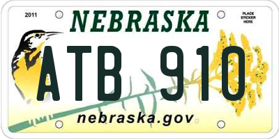 NE license plate ATB910