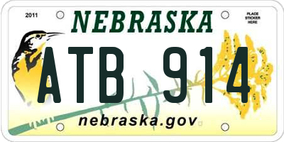 NE license plate ATB914