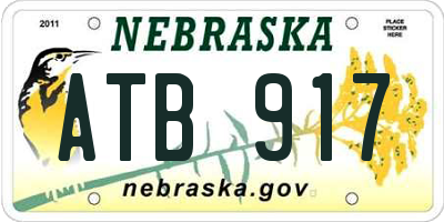 NE license plate ATB917