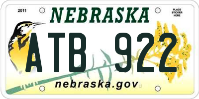 NE license plate ATB922