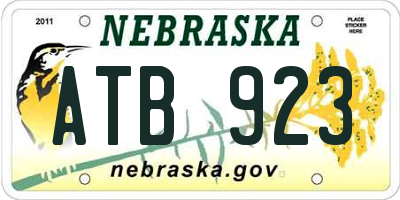NE license plate ATB923