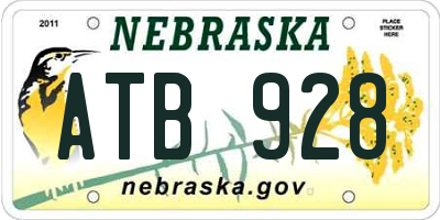 NE license plate ATB928