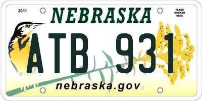NE license plate ATB931