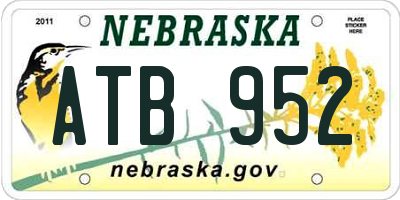 NE license plate ATB952