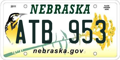 NE license plate ATB953