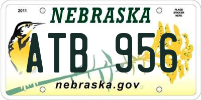 NE license plate ATB956