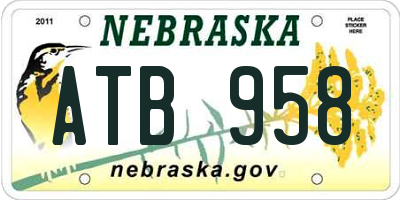 NE license plate ATB958