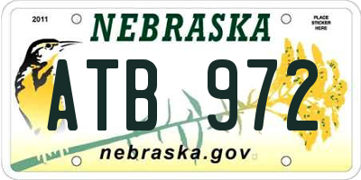 NE license plate ATB972