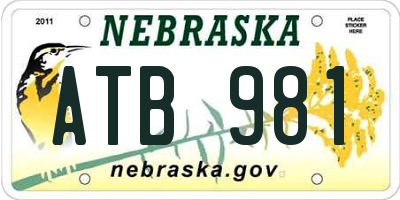 NE license plate ATB981