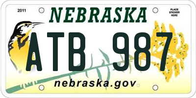 NE license plate ATB987