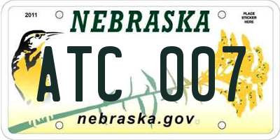 NE license plate ATC007