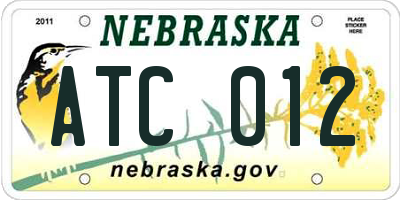 NE license plate ATC012