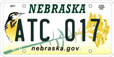 NE license plate ATC017